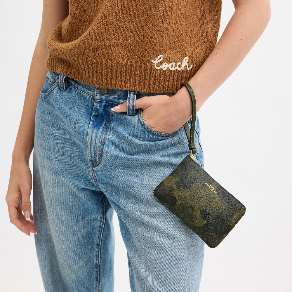 COACH Corner Zip Wristlet In Signature “Sold-Out” Camo Print